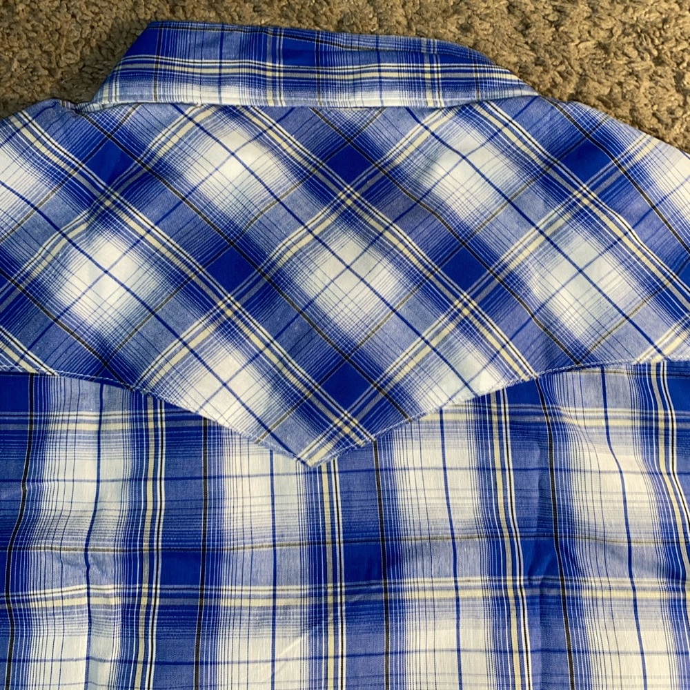 Wrangler Western Size Large Pearl Snap Button Up Down Plaid Work Dad Beach Shirt - Picture 10 of 11